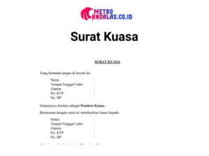 15 Contoh Surat Kuasa Dan Jenis-Jenisnya 2021 - Metroandalas.co.id